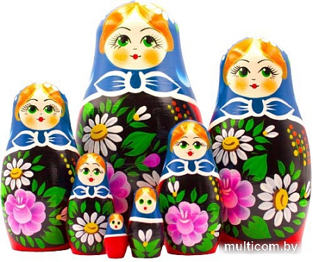 Развивающая игра Брестская Матрешка C георгинами и ромашками (набор 7 шт)