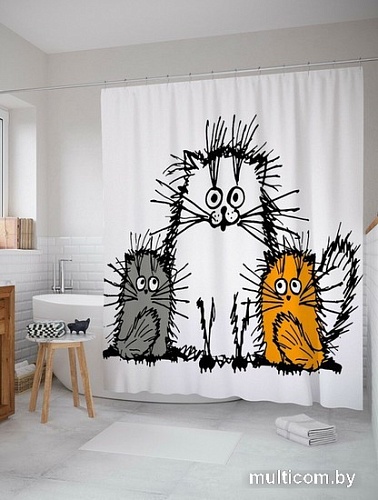 Шторка-занавеска для ванны JoyArty Мохнатые коты sc-17711