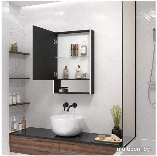 Континент Шкаф с зеркалом Filit Led 50x80 (левый, черный)