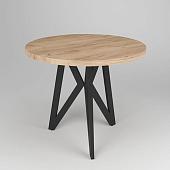 Кухонный стол Дабер 001 Круглый С1.10.2.2 (опора металл черный/дуб крафт золото)