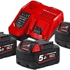 Аккумулятор с зарядным устройством Milwaukee M18 NRG-503 (18В/5 Ah + 12-18В)