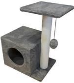 Комплекс Cat House Домик с боковой полкой 58 (сизаль серый)