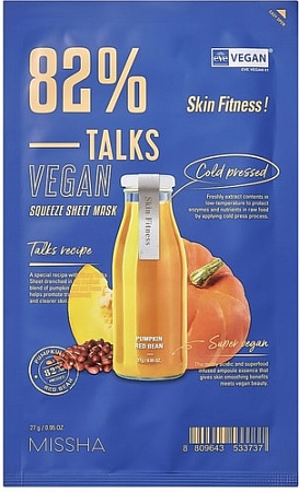 Missha Маска Talks Vegan Squeeze Sheet Mask Skin Fitness 27 г