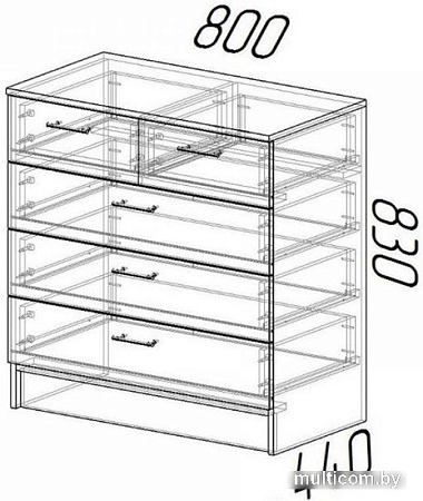 Комод МебельЭра К800 3/2 (венге-лоредо)
