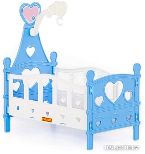 Кроватка для кукол Полесье сборная №3 62055 (6 элементов, голубой/белый)