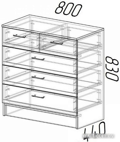 Комод МебельЭра К800 3/2 (венге-лоредо)