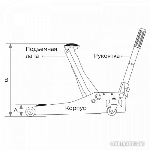 Подкатной домкрат King Tony 9TYT133-03A-B 3т