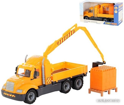 Полесье Майк автомобиль-кран с манипулятором + конструктор 30 эл. 55590
