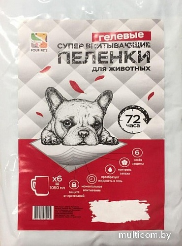 Одноразовая пеленка Four Pets 60х90 см 10 шт