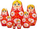 Развивающая игра Брестская Матрешка В красном наряде с ромашками (набор 7 шт)