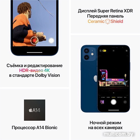 Смартфон Apple iPhone 12 64GB Воcстановленный by Breezy, грейд A (синий)