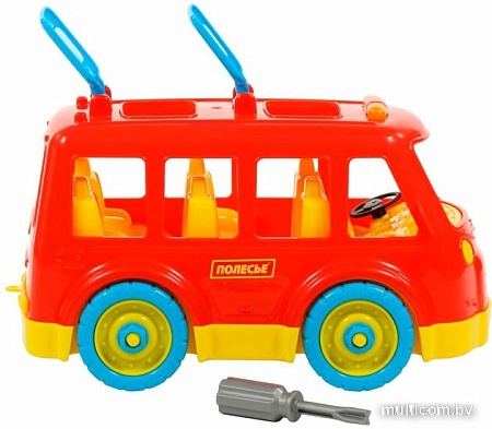 Конструктор Полесье 71248 Автобус (красный)