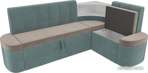 Угловой диван Mebelico Тефида 107509 (левый, коричневый/бирюзовый)