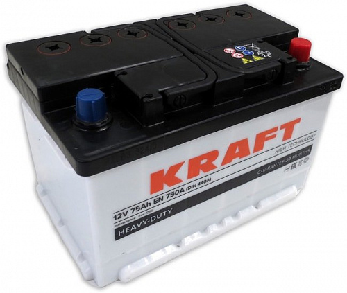 Автомобильный аккумулятор Kraft 75 R low KR75.0_euro