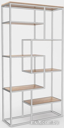 Стеллаж Hype Mebel Зиг-Заг-2 120x200 (белый/дуб галифакс натуральный)