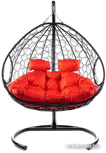 Подвесное кресло M-Group Для двоих 11450406 (черный ротанг/красная подушка)