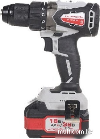 Дрель-шуруповерт Интерскол ДА-13/36В 90 861.2.2.70 (с 2-мя АКБ, кейс)