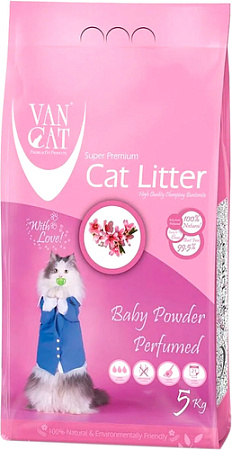 Наполнитель для туалета Van Cat Baby Powder бентонитовый с ароматом детской присыпки (5 кг)