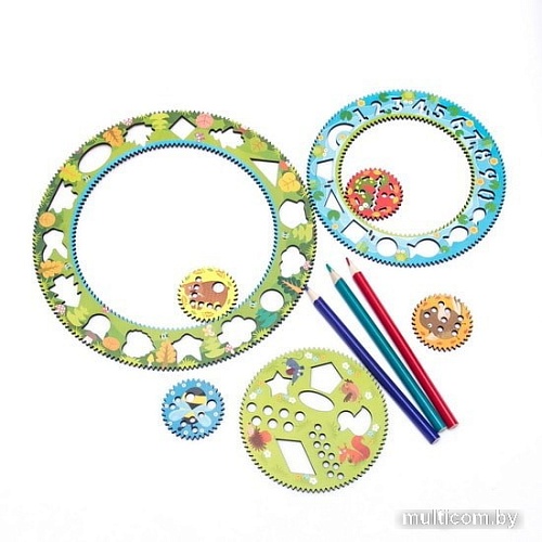 Трафарет WoodLand Toys Лес. Спирограф для рисования 122101