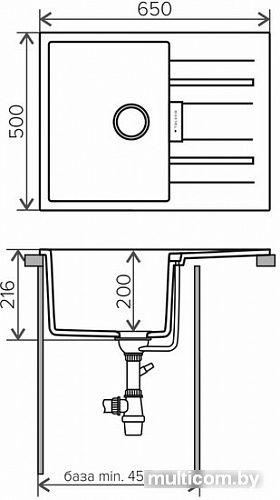Кухонная мойка Tolero Loft TL-650 (белый)