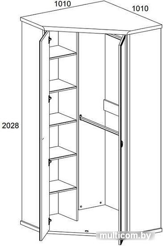 Шкаф распашной Anrex Magellan 2D угловой (сосна винтаж)