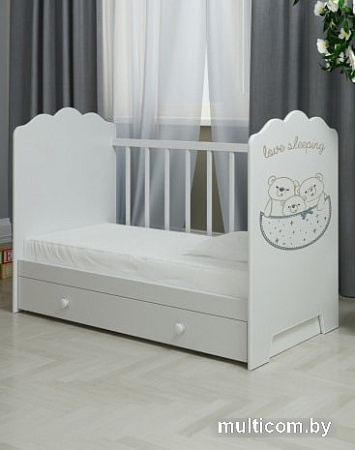 Классическая детская кроватка VDK Love Sleeping маятник с ящиком (белый)