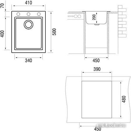 Кухонная мойка Longran Cube CUG 410.500 (marone/93)