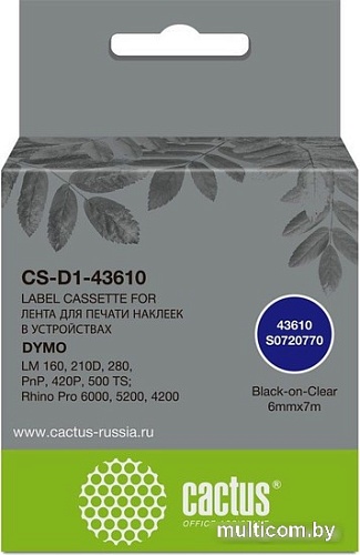 Картридж CACTUS CS-D1-43610 (аналог Dymo D1-43610)