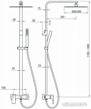 Душевая система Deante Cascada Azalia NAC 01ZM