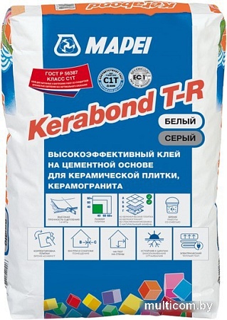 Клей для плитки Mapei Kerabond T-R (25 кг, белый)