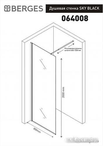 Душевая стенка Berges Wasserhaus Sky Black 800 064008