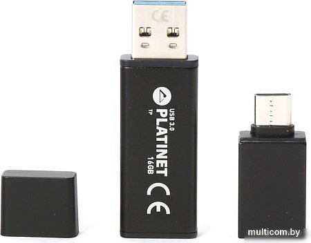 USB Flash Platinet X-Depo USB 3.0 + Type-C Adapter 16GB (черный)