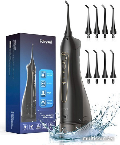 Ирригатор Fairywill 5020E (черный, 8 насадок)