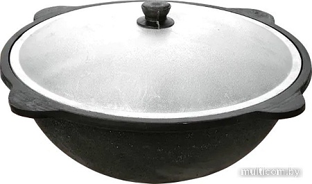 Казан Davr Metall Узбекский чугунный с крышкой, круглое дно (10 л)