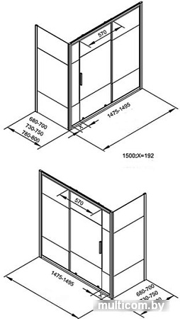 Aquanet Practic AE10-B-150H150U-CP (прозрачное стекло)