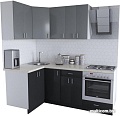 Угловая кухня Хоум Лайн Кристалл Люкс 1200х2100 угловой (черный глянец/серый пыльный)