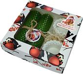 Подарочный набор Вендитио Ozarich Снегири Новогодний с 2-мя свечами и подсвечниками (зеленый)