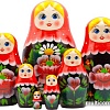 Развивающая игра Брестская Матрешка В красном платке с ромашками и маками (набор 7 шт)