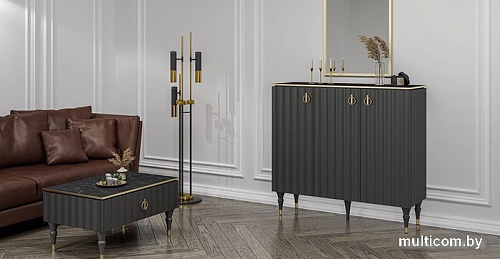 Журнальный столик Неман мебель МН-043-38 (черный/серый)