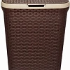 Корзина ВиолетПласт для белья 40 л с крышкой Ротанг (коричневый)