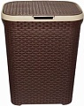 Корзина ВиолетПласт для белья 40 л с крышкой Ротанг (коричневый)