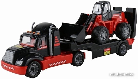 Игрушечный транспорт Полесье Трейлер + трактор Mammoet (в лотке) 57129