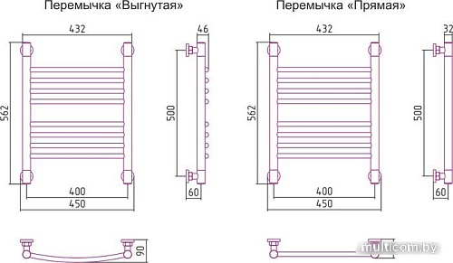 Полотенцесушитель Сунержа Богема+ 500x400 00-0220-5040