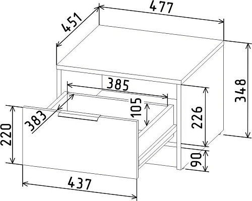 Комоды, тумбы Интерлиния Концепт КТ-ТК1-35 (бетон/дуб золотой)