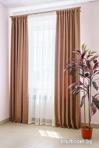 Комплект штор Decoretto Канвас орех КО-K106 4.5x2.7 м (коричневый, 2 шт)