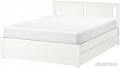 Кровать Ikea Сонгесанд 200x160 (два ящика, белый, Лонсет) 492.412.58