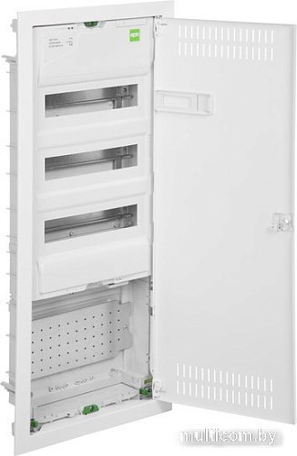 Бокс пластиковый Elektro-Plast MSF TWIN RP комбинированный, 3*12M+1xМП перф., N/PE-шинки, 1xSCHUKO, мет. дверь, белый RAL9016, 358x853x94mm, IP30