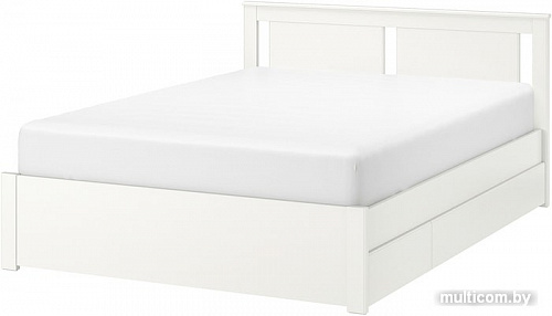 Кровать Ikea Сонгесанд 200x160 (два ящика, белый, Лонсет) 492.412.58