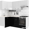 Готовая кухня S-Company Клео глосc 1.2x2.1 левая (черный глянец/белый глянец)
