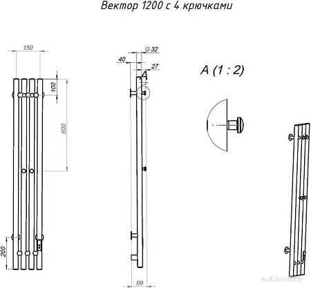 Полотенцесушитель Тругор Пэк СП Вектор 120x15 323544